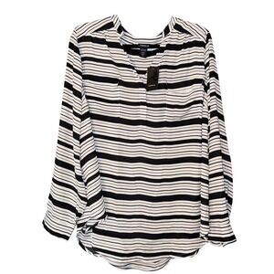 Torrid Striped Career Blouse Womens 2 Black White Dark Acedemia Workwear New